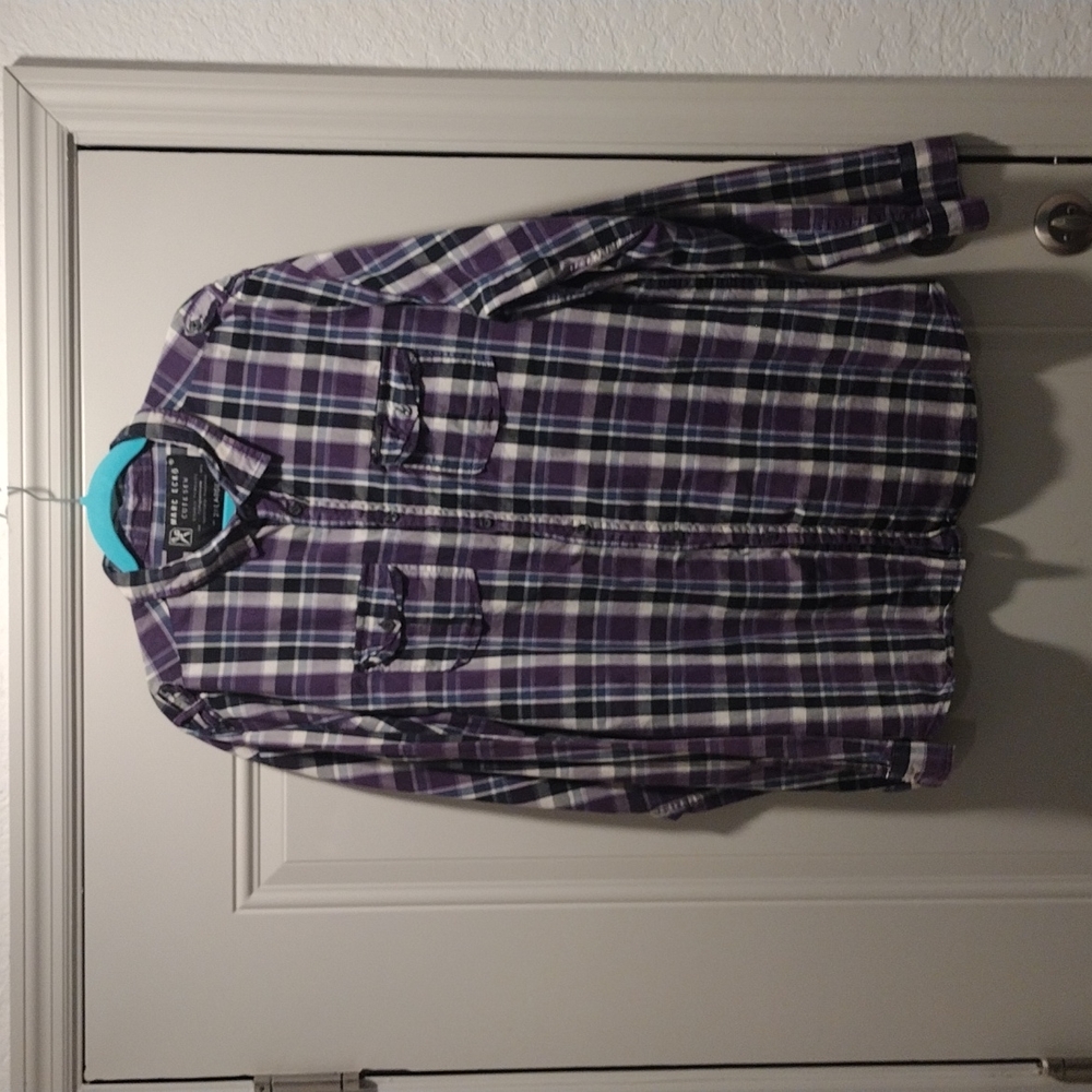 Xxl Marc Ecko Cut and Sew deadly threads Long sleeve button down purple black
